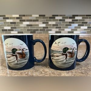 Otagiri Japan Mallard Ducks Geese Hunting Cabin Lodge 10 Oz Mugs 1980’s Decor